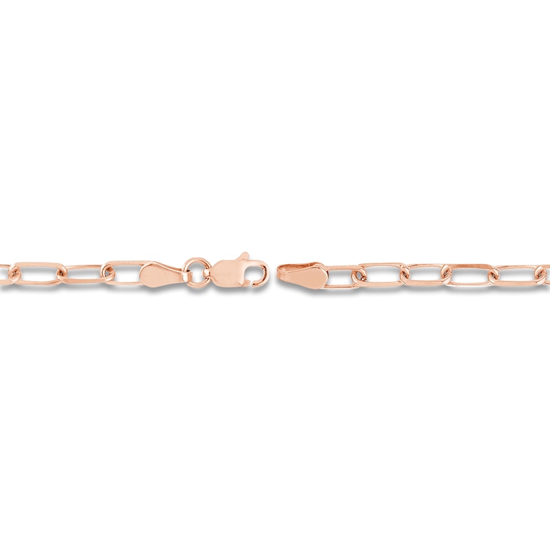 Solid Paperclip Chain Necklace 14K Rose Gold 20" 3.1mm