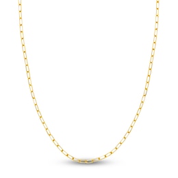 Solid Paperclip Chain Necklace 14K Yellow Gold 18&quot; 3.1mm