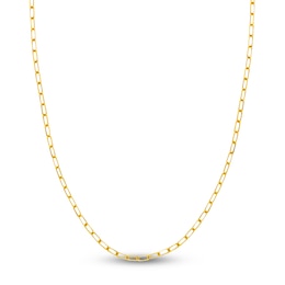 Solid Paperclip Chain Necklace 14K Yellow Gold 24&quot; 3.1mm