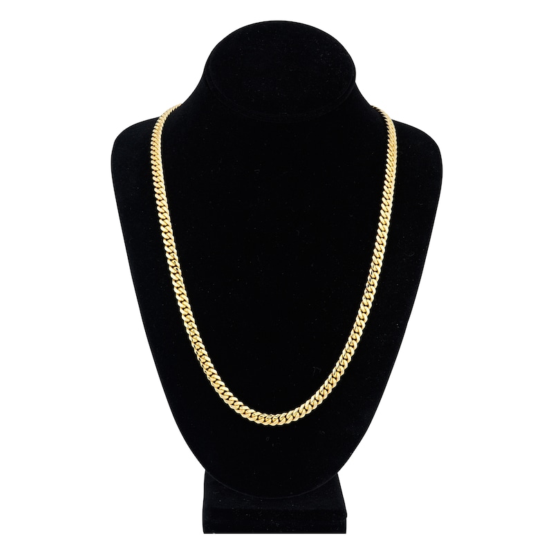 Solid Miami Curb Link Necklace 14K Yellow Gold 24" 6.45mm