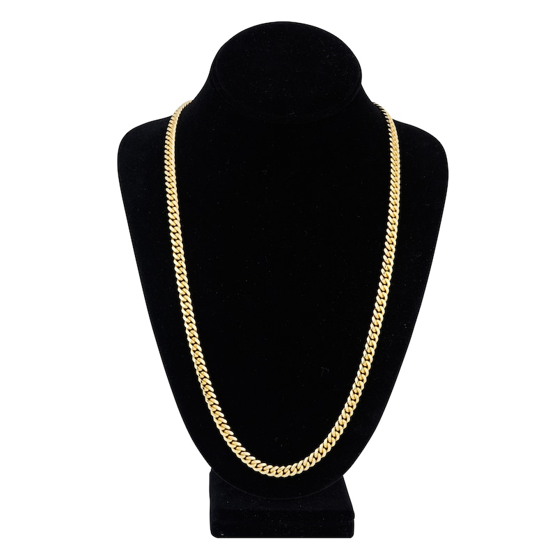 Main Image 4 of Solid Miami Curb Link Necklace 14K Yellow Gold 26&quot; 6.45mm