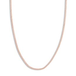 Men's Solid Open Curb Necklace 14K Rose Gold 18&quot; 2.7mm