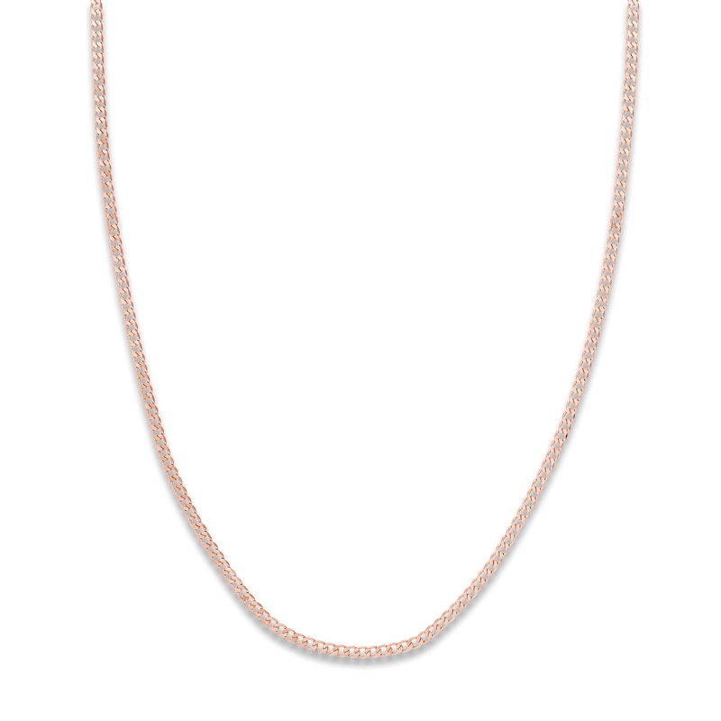 Main Image 1 of Solid Open Curb Necklace 14K Rose Gold 20&quot; 2.7mm