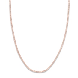 Solid Open Curb Necklace 14K Rose Gold 24&quot; 2.7mm