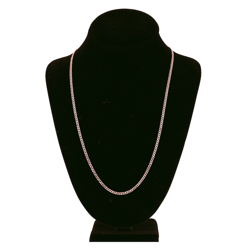 Main Image 4 of Solid Open Curb Necklace 14K Rose Gold 24&quot; 2.7mm