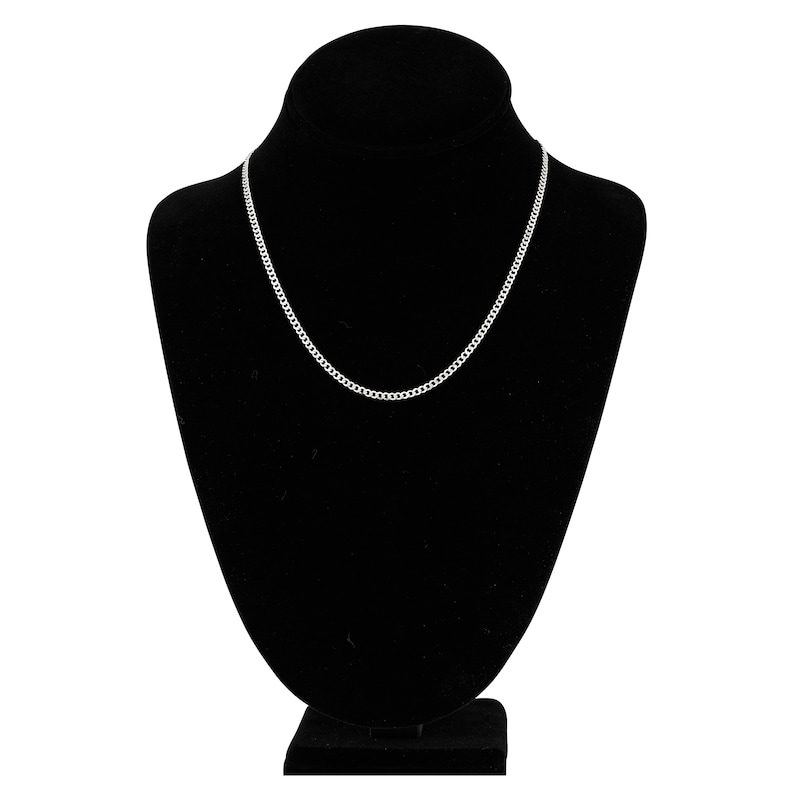 Main Image 4 of Men's Solid Open Curb Necklace 14K White Gold 18&quot; 2.7mm