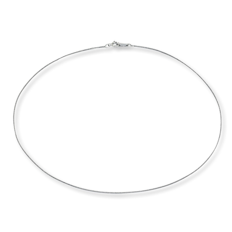 Main Image 2 of Solid Box Chain 14K White Gold 18&quot; Length 0.8mm