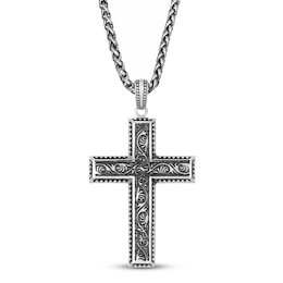 Antique Cross Necklace Stainless Steel 24&quot;