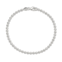 Beaded Chain Anklet Sterling Silver 10&quot;