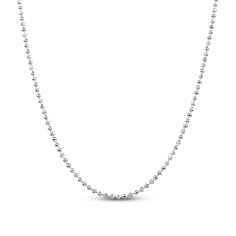 Solid Beaded Chain Necklace Sterling Silver 18" 3.0mm