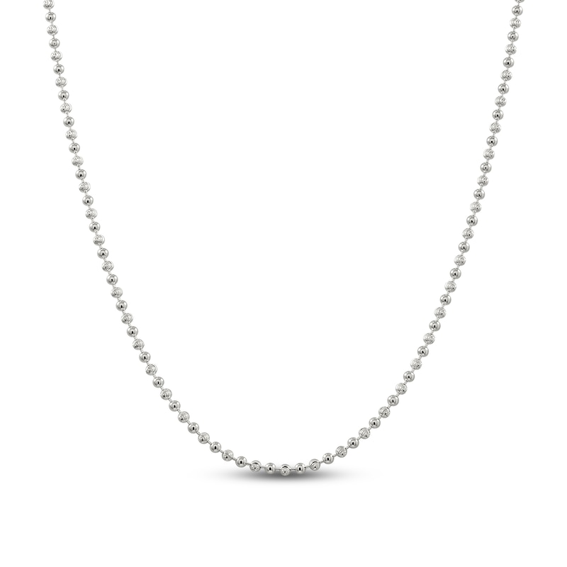 Solid Beaded Chain Necklace Sterling Silver 20" 3.0mm