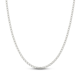 Solid Elongated Link Chain Necklace Sterling Silver 3.2mm 22&quot;