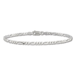 Solid Figaro Chain Bracelet Sterling Silver 8&quot; 2.5mm