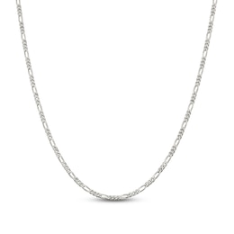 Solid Figaro Chain Necklace Sterling Silver 24&quot; 2.85mm