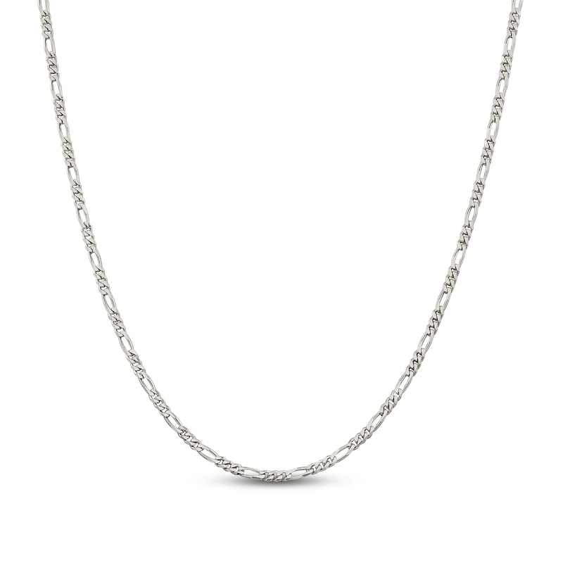 Solid Figaro Chain Necklace Sterling Silver 24" 2.85mm