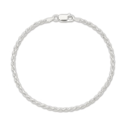 Solid Diamond-Cut Rope Chain Bracelet Sterling Silver 7&quot; 2.25mm