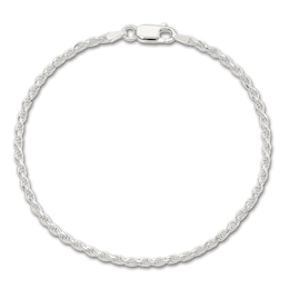 Solid Diamond-Cut Rope Chain Bracelet Sterling Silver 8&quot; 2.25mm