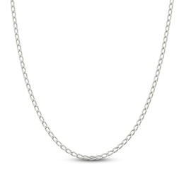 Solid Open Link Chain Necklace Sterling Silver 18&quot; 3.2mm