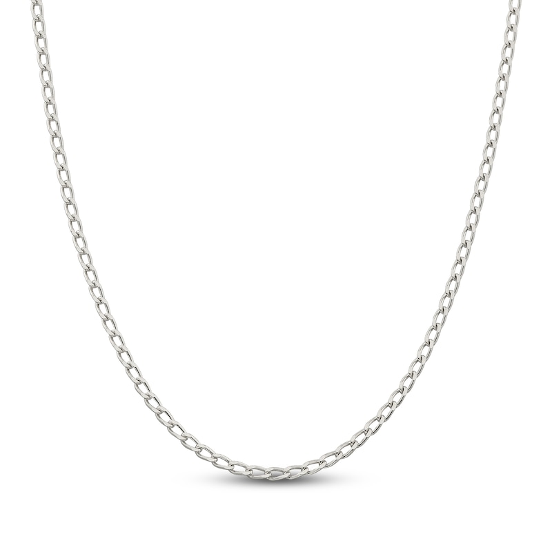 Main Image 1 of Solid Open Link Chain Necklace Sterling Silver 18&quot; 3.2mm