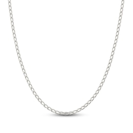 Solid Open Link Chain Necklace Sterling Silver 20&quot; 3.2mm