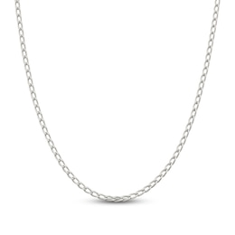 Solid Open Link Chain Necklace Sterling Silver 24&quot; 3.2mm