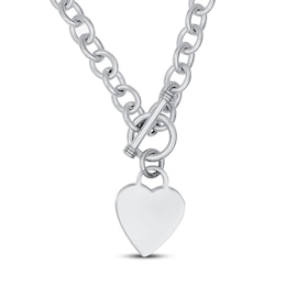 Engravable Heart Necklace Sterling Silver 18&quot;