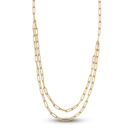 Two Layer Paperclip Necklace 14K Yellow Gold 20-Inch