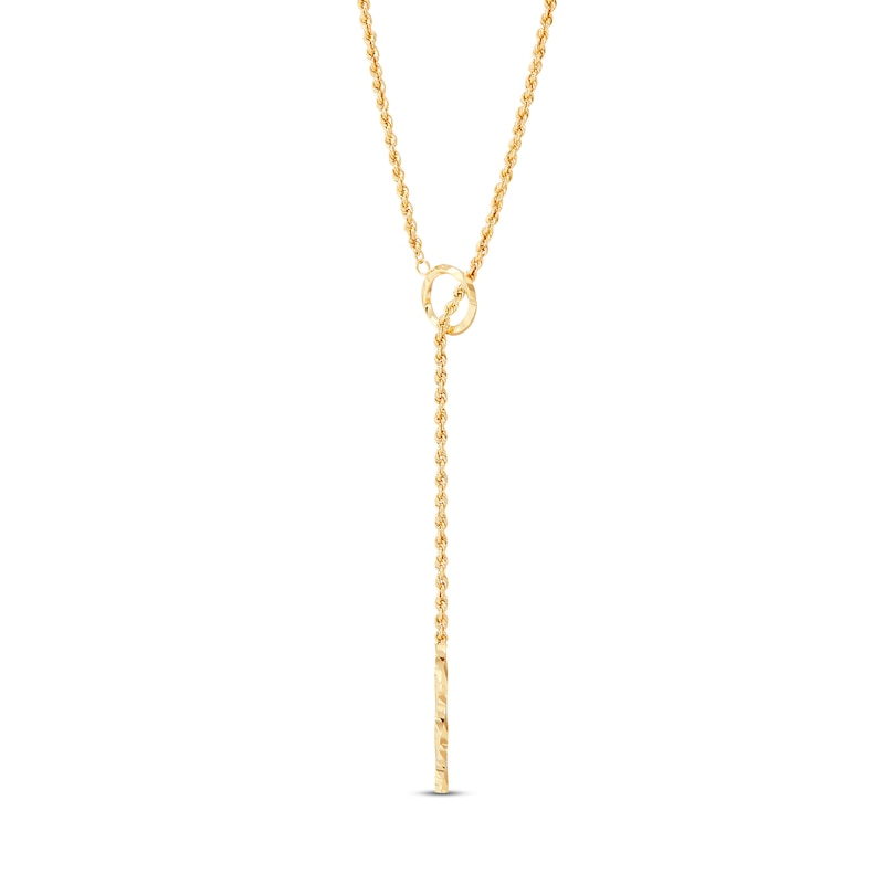 Lock and Key Lariat Necklace in 10K Gold