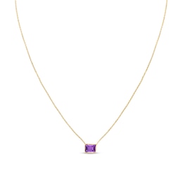 Natural Amethyst Necklace 14K Yellow Gold