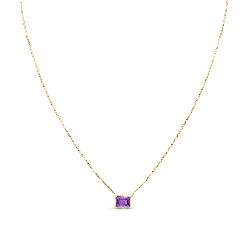 Natural Amethyst Necklace 14K Yellow Gold