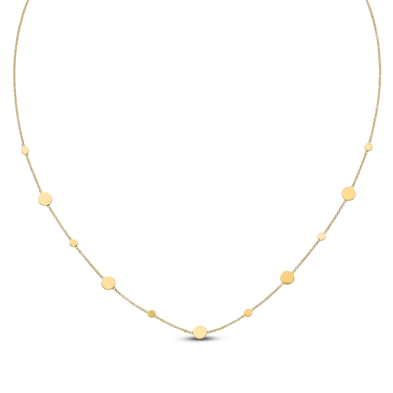 Polished Disc Necklace 14K Yellow Gold 18"