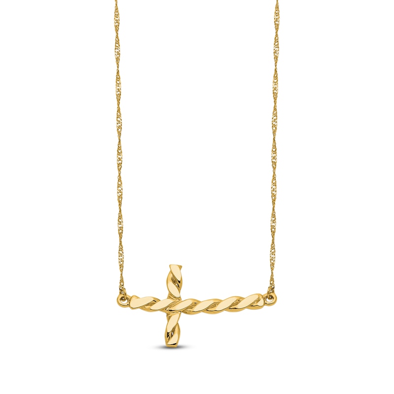 Twisted Cross Necklace 14K Gold 17