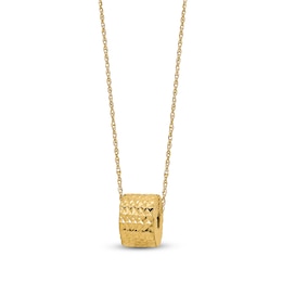 Rope Chain Barrel Necklace 14K Yellow Gold