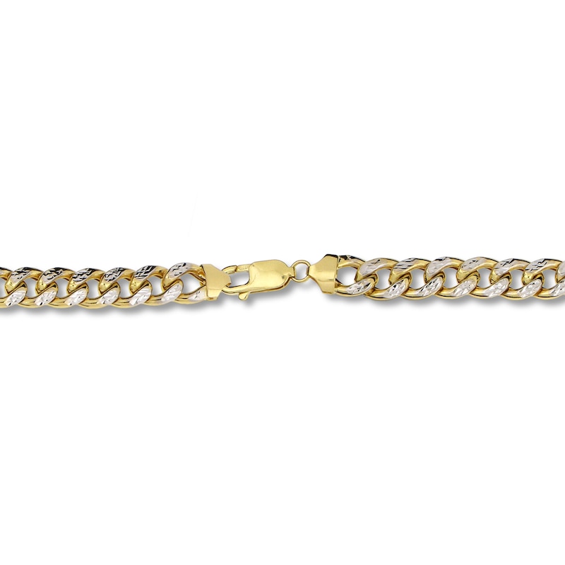 Main Image 3 of Hollow Diamond-Cut Curb Chain Necklace 10K Yellow Gold 24&quot; 9.4mm