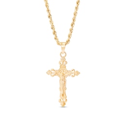 Men's Crucifix Rope Chain 10K Yellow Gold 22&quot;