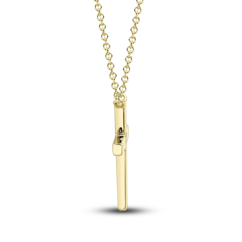 Shy Creation Cross Necklace Diamond Accents 14K Yellow Gold SC55021364