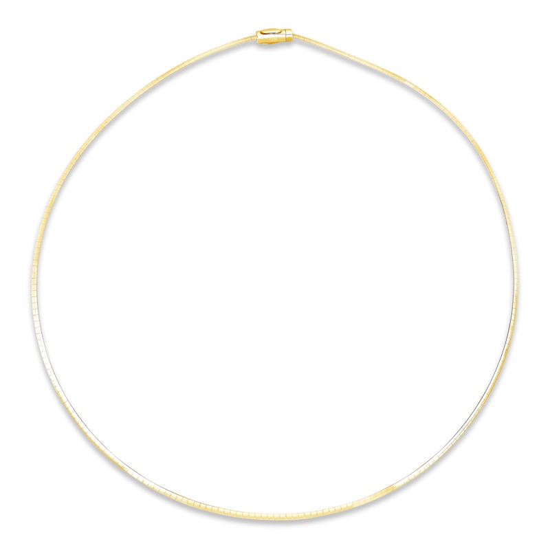 Solid Reversible Omega Chain Necklace 14K Yellow Gold/Sterling Silver 16" 3mm