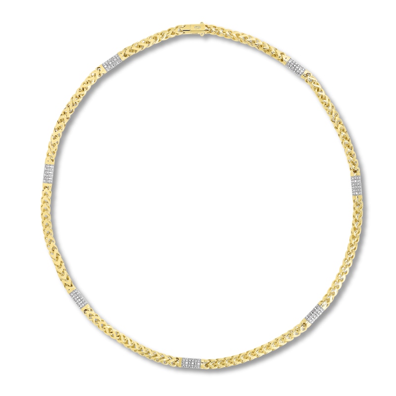 Diamond Curb Necklace 3 1/5 ct tw Round 10K Yellow Gold