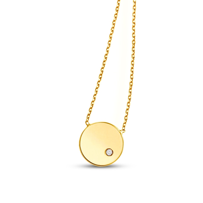 Main Image 1 of Round Pendant Necklace Diamond Accent 14K Yellow Gold 18&quot;