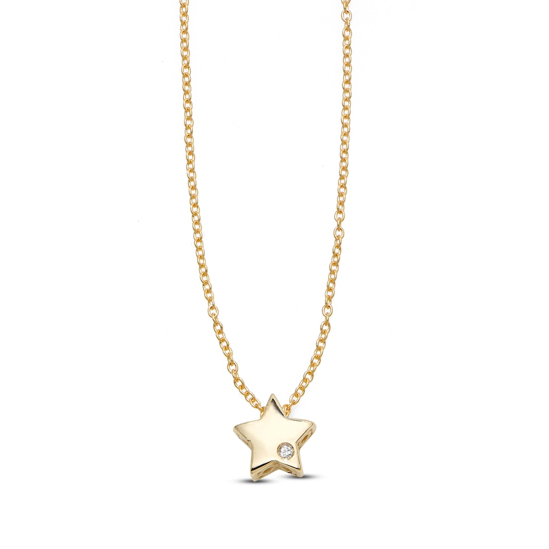 Star Necklace Diamond Accents 14K Yellow Gold 18"