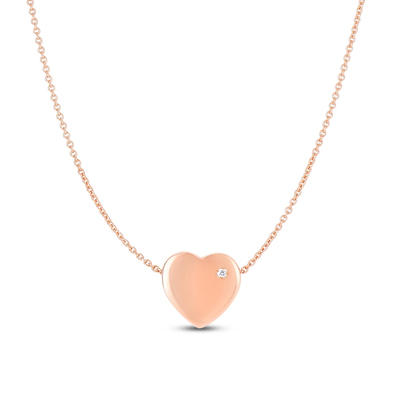 Main Image 1 of Heart Necklace Diamond Accents 14K Rose Gold 17&quot;