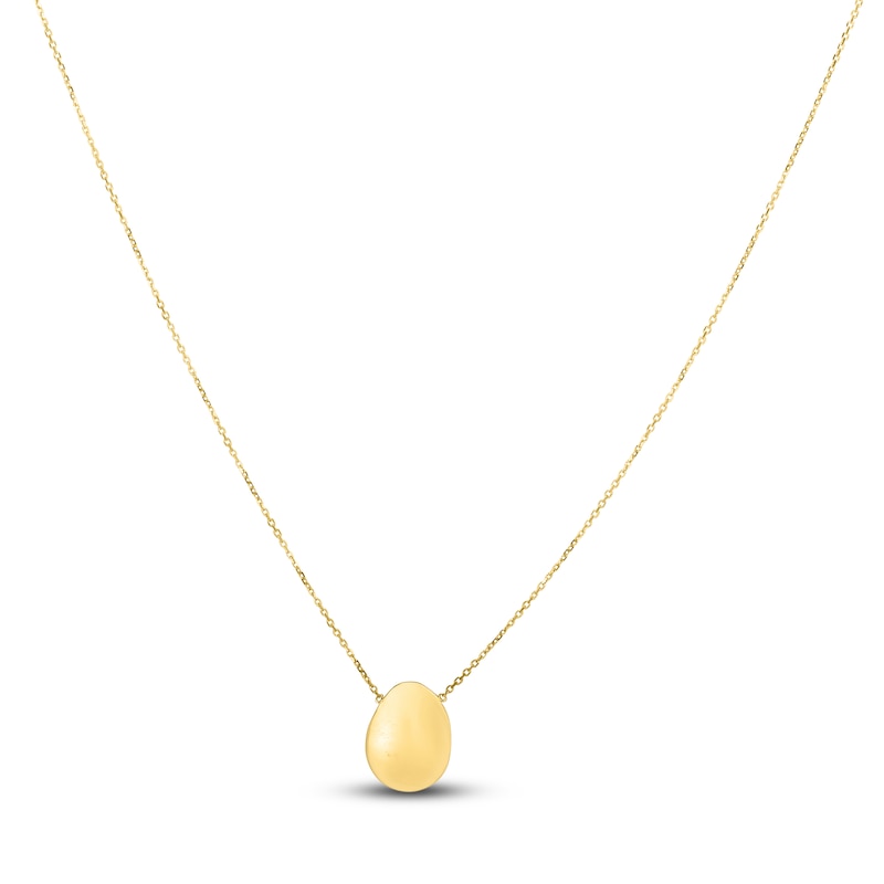 Oval Pendant Necklace 14K Yellow Gold 18"