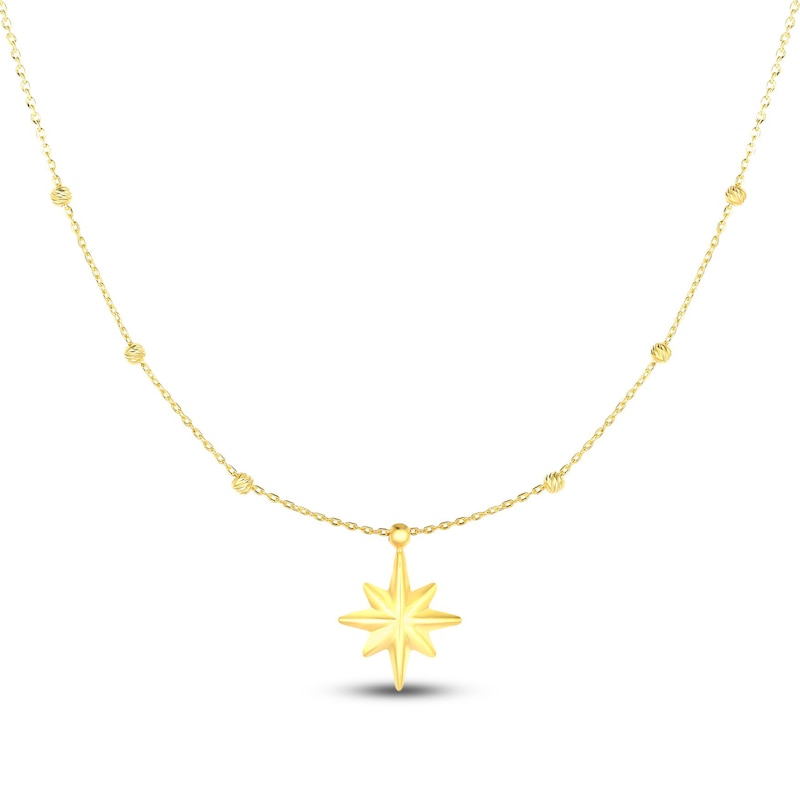 Main Image 1 of Star Necklace 14K Yellow Gold 18&quot;