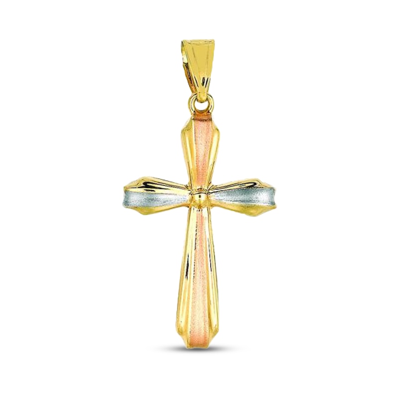 Cross Charm 14K Tri-Tone Gold