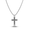 Thumbnail Image 0 of Black Diamond Cross Necklace 1/4 ct tw Stainless Steel 22"