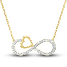 Diamond Infinity Necklace 1/10 ct tw Round 10K Yellow Gold