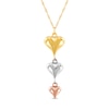 Thumbnail Image 1 of Triple Heart Drop Necklace 10K Tri-Tone Gold 18&quot;