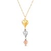 Thumbnail Image 3 of Triple Heart Drop Necklace 10K Tri-Tone Gold 18&quot;