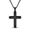 Thumbnail Image 1 of Black Diamond Cross Necklace 1/6 ct tw Round Black Stainless Steel 24&quot;