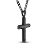 Thumbnail Image 2 of Black Diamond Cross Necklace 1/6 ct tw Round Black Stainless Steel 24&quot;